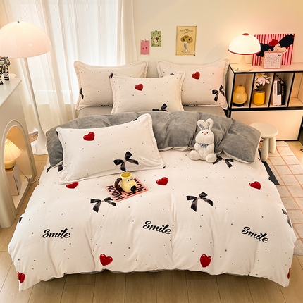 91家纺网 家纺一手货源 找家纺 （总）2024新款A类高克重时尚风牛奶绒加厚保暖系列套件单品-被套