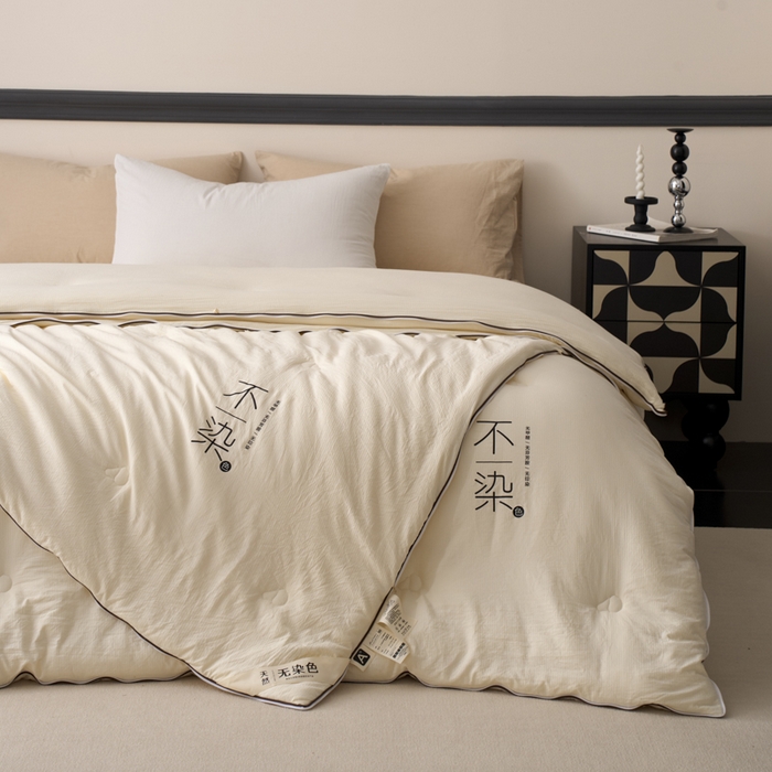 91家纺网 家纺一手货源 找家纺 维洋家纺 2025新款不染原棉大豆被-子母被 不染原色