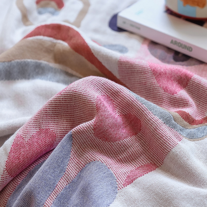 91家纺网 家纺一手货源 找家纺 雯雨家纺 2024新款四层全棉纱布浴巾加大毛巾80*160cm 漫画狗