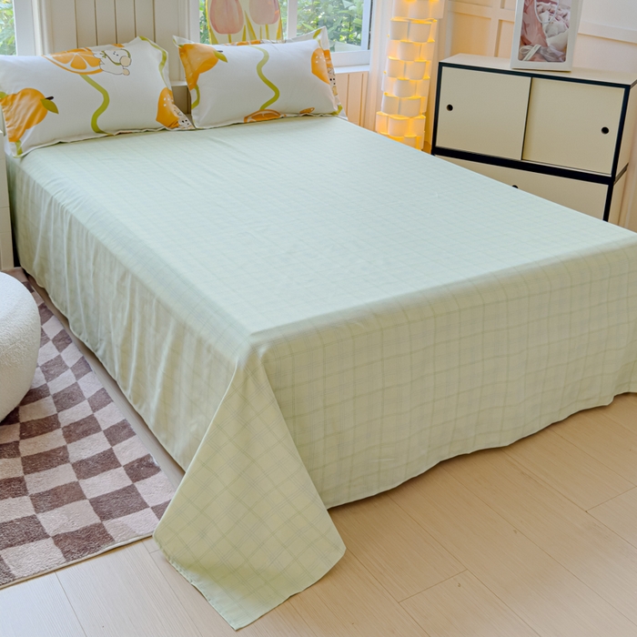 91家纺网 家纺一手货源 找家纺 佑佳家纺 2024新款140克磨毛印花植物羊绒单被套磨毛四件套 柠檬熊