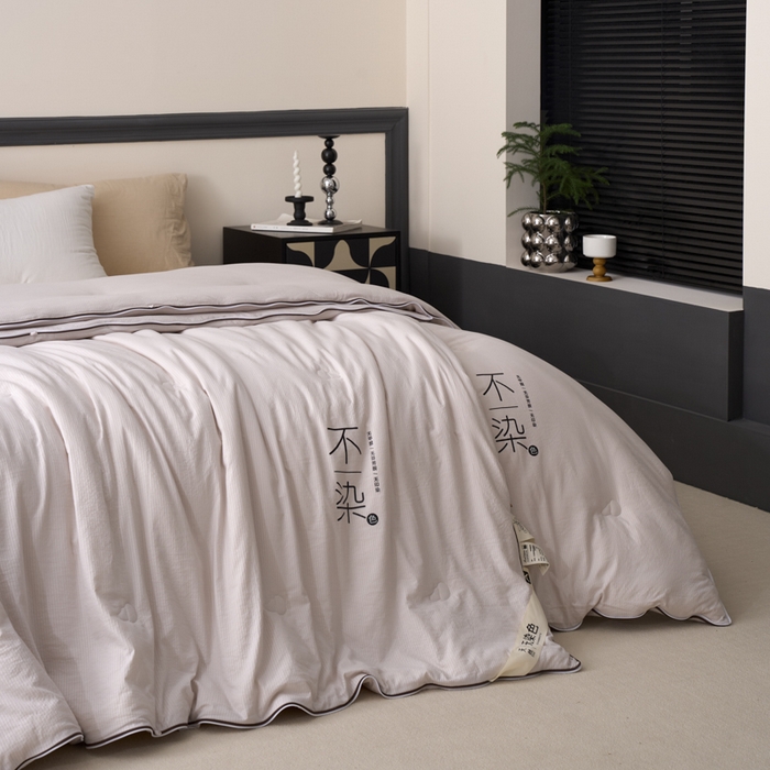 91家纺网 家纺一手货源 找家纺 维洋家纺 2025新款不染原棉大豆被-子母被 不染灰色