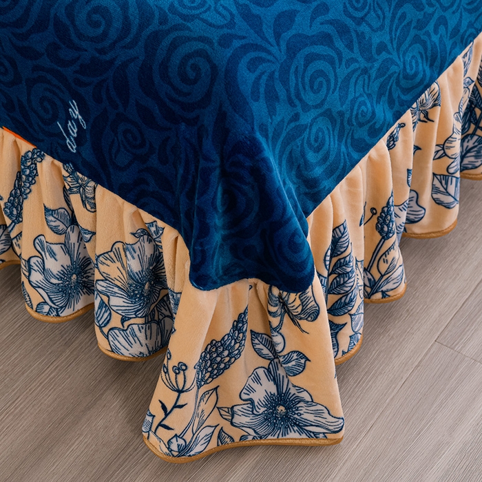 91家纺网 家纺一手货源 找家纺 赫本家纺  2025新品8-9斤爆品牛奶绒四件套床裙款金雕绒法莱绒四套件 都市生活