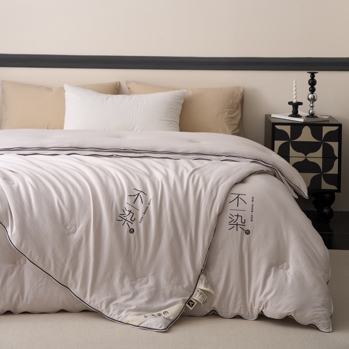 91家纺网 家纺一手货源 找家纺 维洋家纺 2025新款不染原棉大豆被-子母被 不染灰色