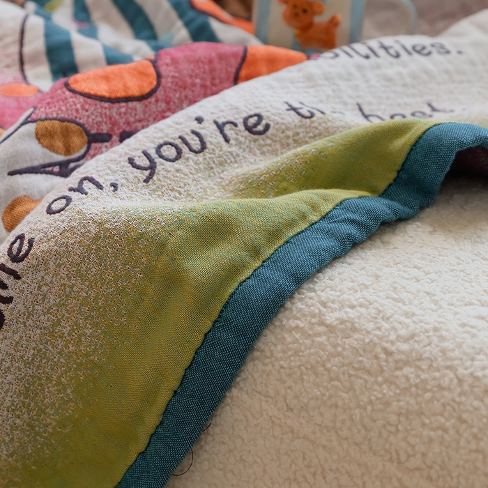 91家纺网 家纺一手货源 找家纺 雯雨家纺 2024新款四层全棉纱布浴巾加大毛巾80*160cm 草莓女孩