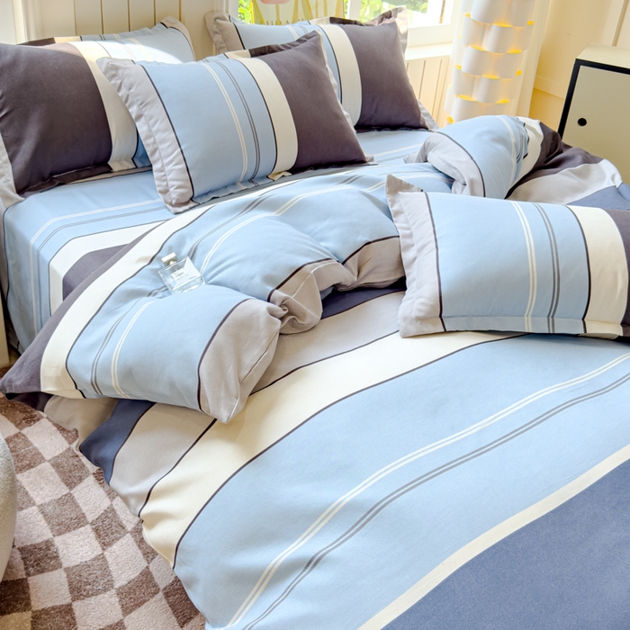 91家纺网 家纺一手货源 找家纺 佑佳家纺 2024新款140克磨毛印花植物羊绒单被套磨毛四件套 格兰