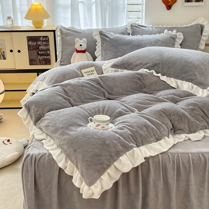 91家纺网 家纺一手货源 找家纺 （总）星座家纺 2025新款牛奶绒花边床裙款四件套