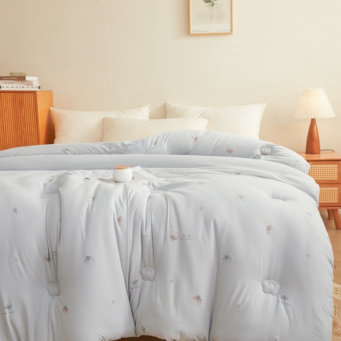 91家纺网 家纺一手货源 找家纺 壹张床 2025新款A类新疆棉花被糯糯棉子母被冬被印花被芯春秋被学生被子母扣系列 灰色