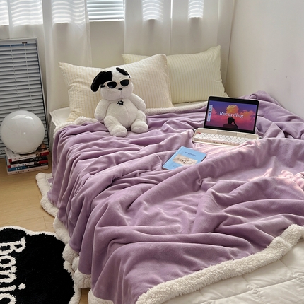 91家纺网 家纺一手货源 找家纺 （总）六巷胡同 2024新款ins博主风纯色羊羔绒毛毯