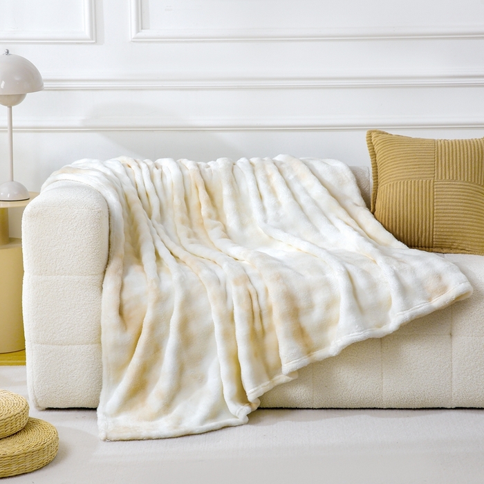 91家纺网 家纺一手货源 找家纺 巴木赫 2024新款300克印花泡泡毛毯毯子 奶白