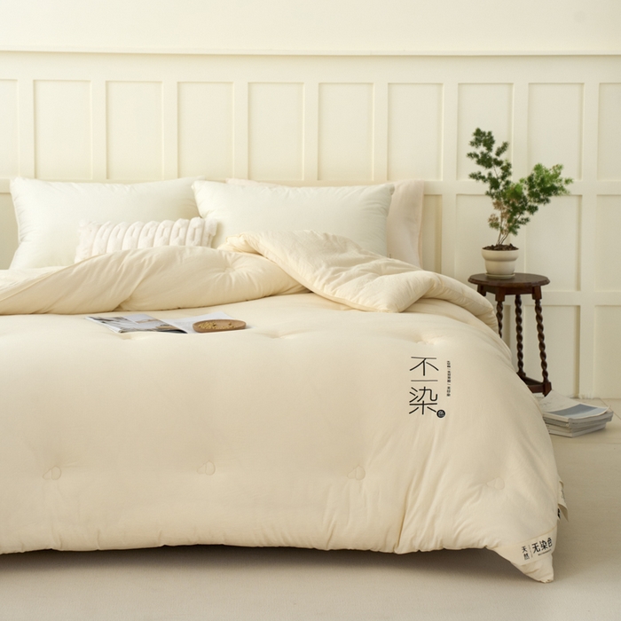 91家纺网 家纺一手货源 找家纺 维洋家纺 2025新款不染原棉大豆被-单被 米白