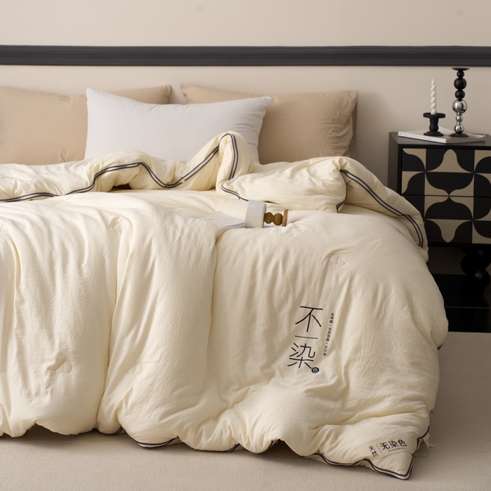 91家纺网 家纺一手货源 找家纺 维洋家纺 2025新款不染原棉大豆被-子母被 不染原色
