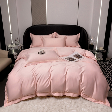 心悦家纺 2024新款高支高密匹马棉刺绣四件套 肉桂粉