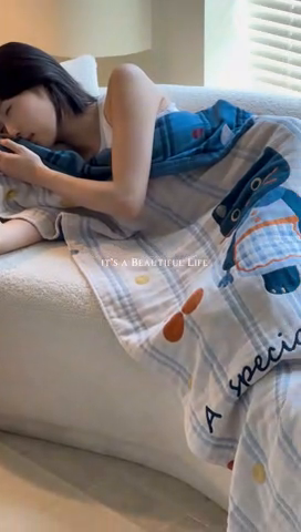 91家纺网 家纺一手货源 找家纺 雯雨家纺 2024新款四层全棉纱布浴巾加大毛巾80*160cm 小黑猫