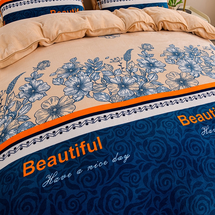 91家纺网 家纺一手货源 找家纺 赫本家纺  2025新品8-9斤爆品牛奶绒四件套床裙款金雕绒法莱绒四套件 都市生活