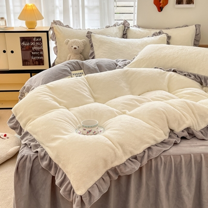 91家纺网 家纺一手货源 找家纺 （总）星座家纺 2025新款牛奶绒花边床裙款四件套