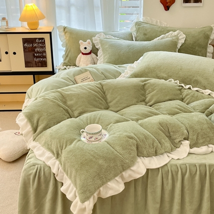 91家纺网 家纺一手货源 找家纺 （总）星座家纺 2025新款牛奶绒花边床裙款四件套