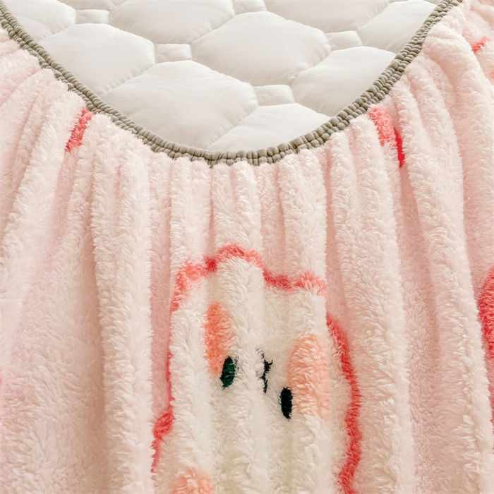 91家纺网 家纺一手货源 找家纺 雯豆家纺 2024冬款新品泰迪绒夹棉床笠三件套北极绒床垫保护套加厚保暖床笠 泰迪绒床笠-浪漫兔