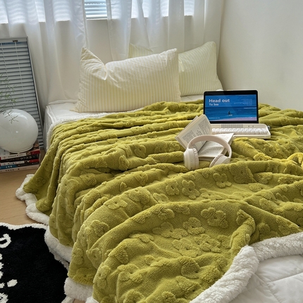 91家纺网 家纺一手货源 找家纺 （总）六巷胡同 2024新款INS云朵花舒棉绒羊羔绒毛毯