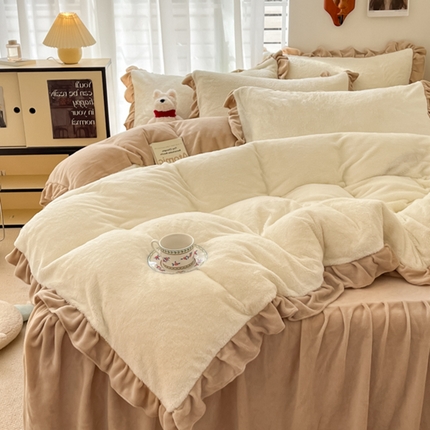 91家纺网 家纺一手货源 找家纺 （总）星座家纺 2025新款牛奶绒花边床裙款四件套