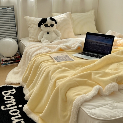 91家纺网 家纺一手货源 找家纺 （总）六巷胡同 2024新款ins博主风纯色羊羔绒毛毯