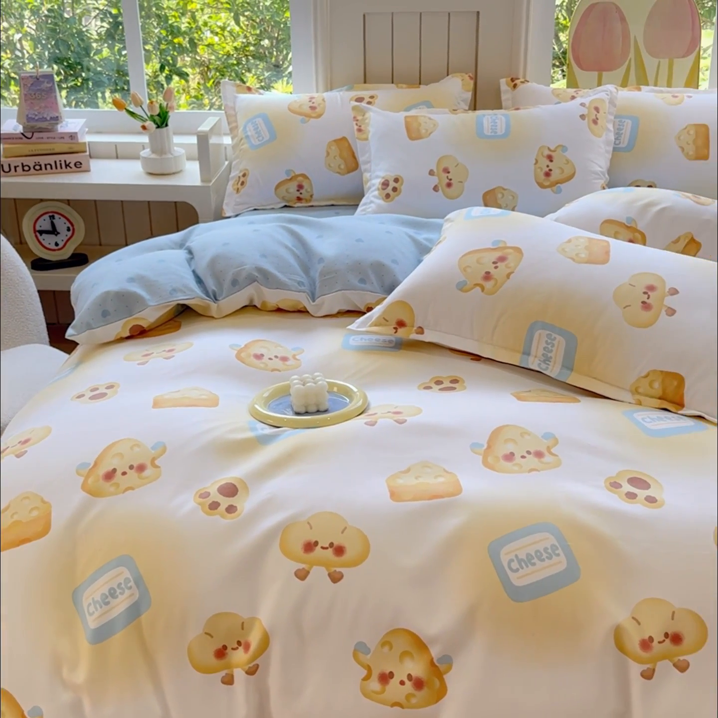 91家纺网 家纺一手货源 找家纺 佑佳家纺 2024新款140克磨毛印花植物羊绒单被套磨毛四件套 午后甜点