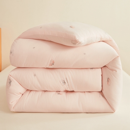 壹张床 2025新款A类新疆棉花被糯糯棉子母被冬被印花被芯春秋被学生被子母扣系列 粉色