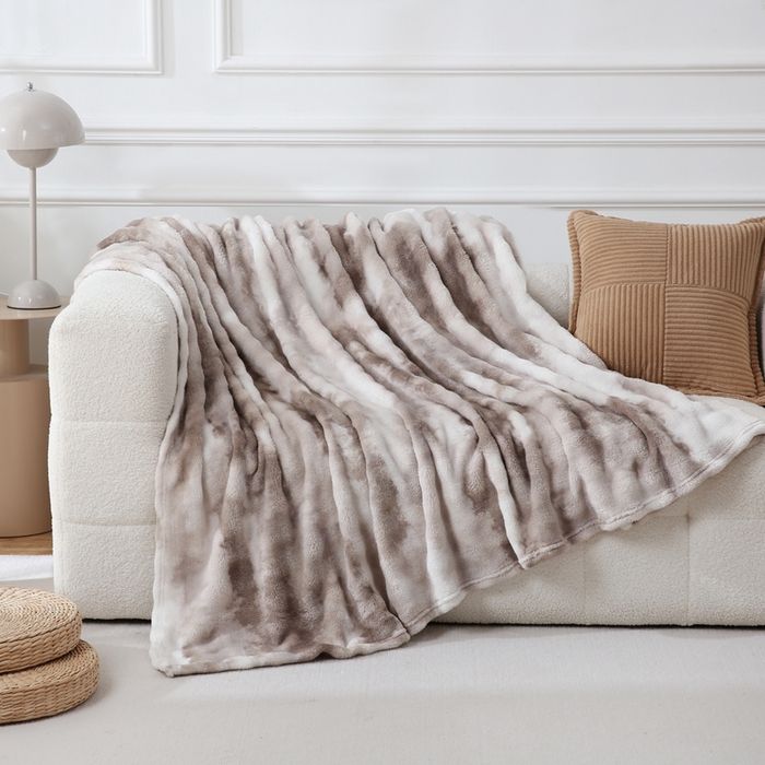 91家纺网 家纺一手货源 找家纺 巴木赫 2024新款300克印花泡泡毛毯毯子 大理石纹