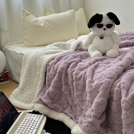 91家纺网 家纺一手货源 找家纺 （总）六巷胡同 2024新款INS云朵花舒棉绒羊羔绒毛毯