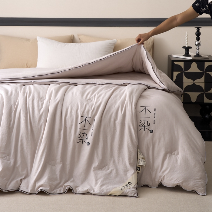 91家纺网 家纺一手货源 找家纺 维洋家纺 2025新款不染原棉大豆被-子母被 不染灰色