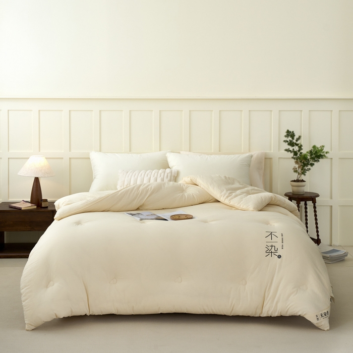 91家纺网 家纺一手货源 找家纺 维洋家纺 2025新款不染原棉大豆被-单被 米白
