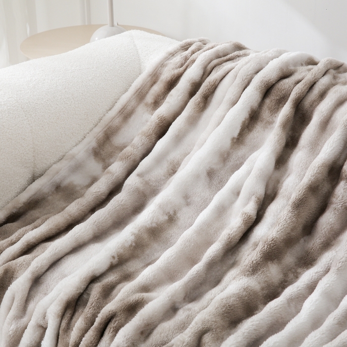 91家纺网 家纺一手货源 找家纺 巴木赫 2024新款300克印花泡泡毛毯毯子 大理石纹