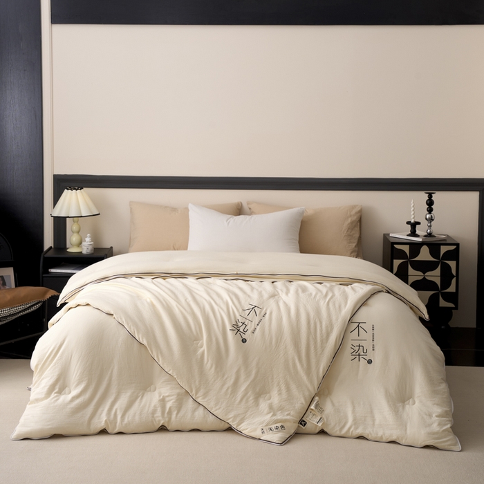 91家纺网 家纺一手货源 找家纺 维洋家纺 2025新款不染原棉大豆被-子母被 不染原色