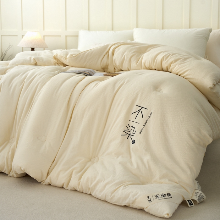 91家纺网 家纺一手货源 找家纺 维洋家纺 2025新款不染原棉大豆被-单被 米白