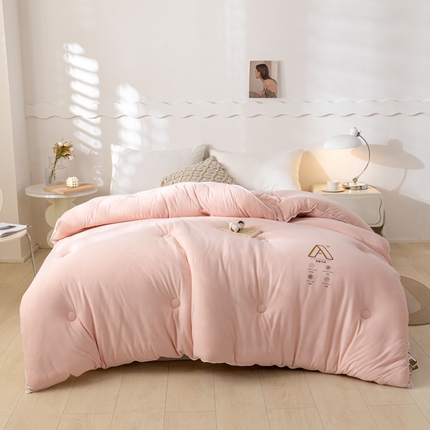寐居家纺 2024新款双层纱大豆抗菌被被子被芯 粉玉-