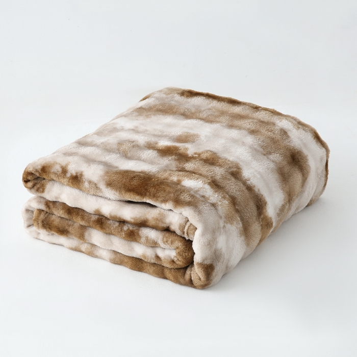 91家纺网 家纺一手货源 找家纺 巴木赫 2024新款300克印花泡泡毛毯毯子 棕色