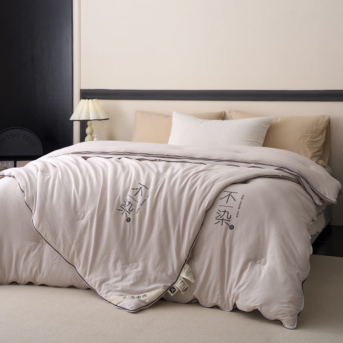 91家纺网 家纺一手货源 找家纺 维洋家纺 2025新款不染原棉大豆被-子母被 不染灰色