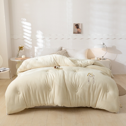寐居家纺 2024新款双层纱大豆抗菌被被子被芯 米白-