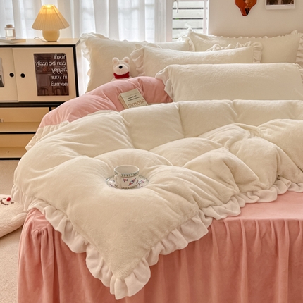 91家纺网 家纺一手货源 找家纺 （总）星座家纺 2025新款牛奶绒花边床裙款四件套