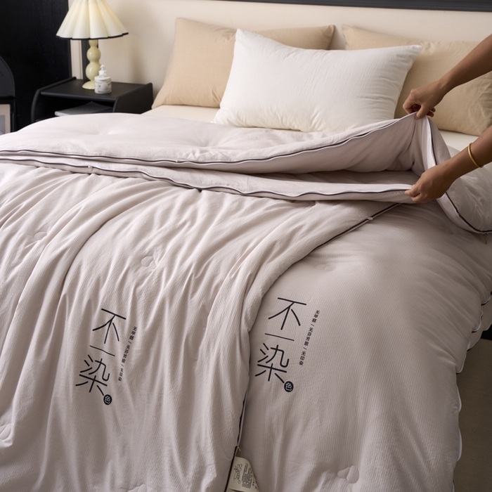 91家纺网 家纺一手货源 找家纺 维洋家纺 2025新款不染原棉大豆被-子母被 不染灰色