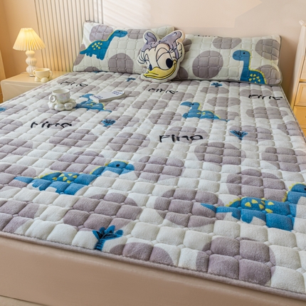 卡伦家纺 2025新款A类牛奶绒夹棉加厚床垫单人双人床垫保护垫 星幻恐龙