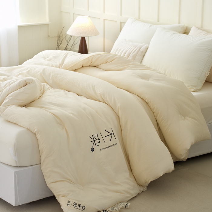 91家纺网 家纺一手货源 找家纺 维洋家纺 2025新款不染原棉大豆被-单被 米白