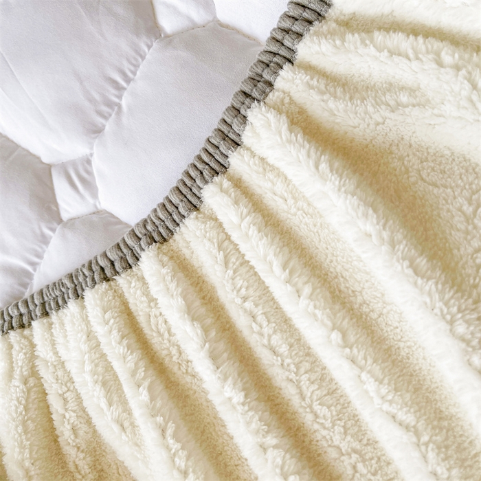 91家纺网 家纺一手货源 找家纺 雯豆家纺 2024冬款新品泰迪绒夹棉床笠三件套北极绒床垫保护套加厚保暖床笠 泰迪绒床笠-奶昔白