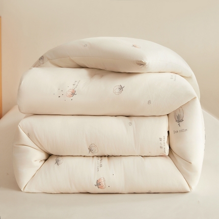 壹张床 2025新款A类新疆棉花被糯糯棉子母被冬被印花被芯春秋被学生被子母扣系列 米白