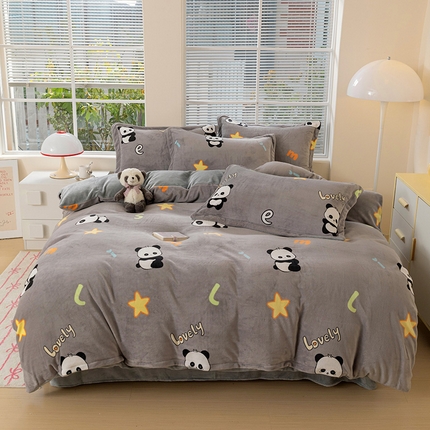 91家纺网 家纺一手货源 找家纺 （总）富馨莱 2024新款印花230克牛奶绒全消光四件套