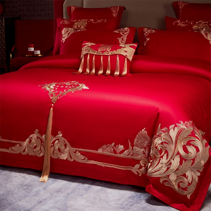 91家纺网 家纺一手货源 找家纺 宏羽纺家纺 2024新款13372纯棉小红书跑量款婚庆套件系列 真情涌动