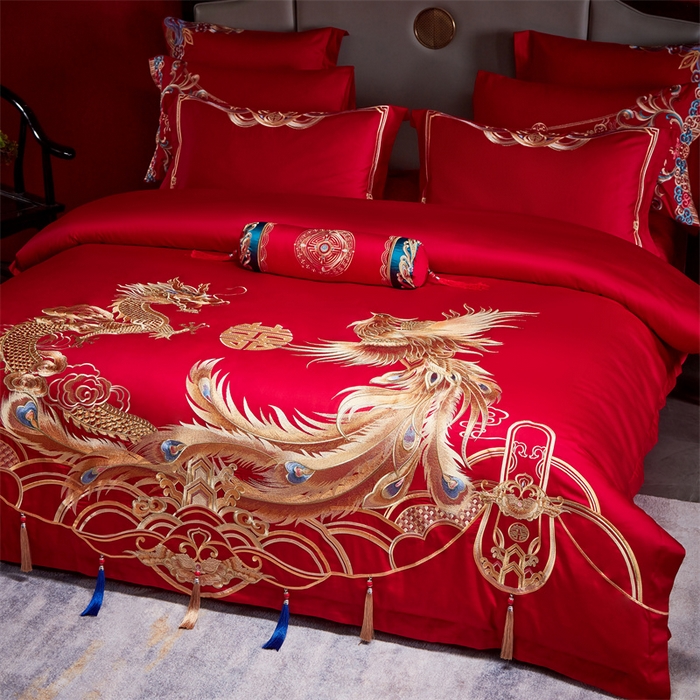 91家纺网 家纺一手货源 找家纺 宏羽纺家纺 2024新款13372纯棉婚庆套件系列今生约定 