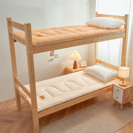 2024新款加厚保暖羊羔绒加厚床褥床垫-学生床 羊羔绒加厚床褥-米白