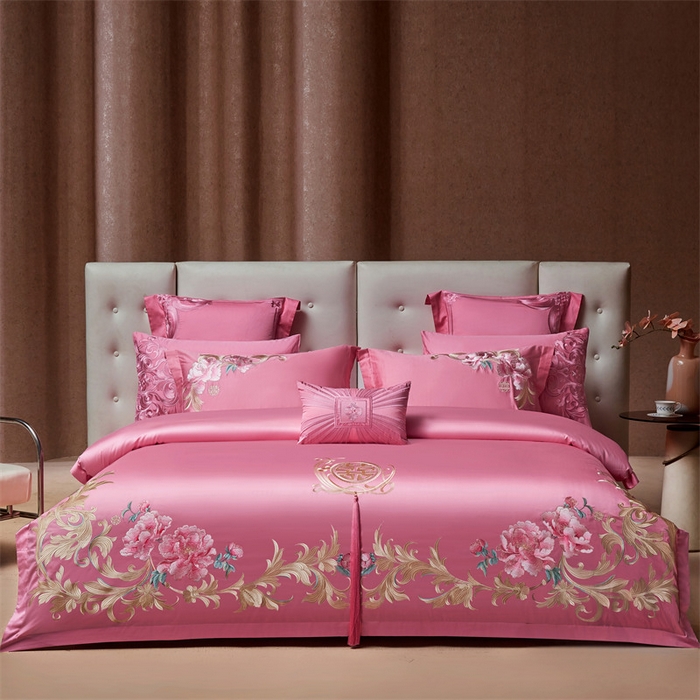 91家纺网 家纺一手货源 找家纺 宏羽纺家纺 2024新款13372纯棉婚庆套件系列 浪漫之花-粉