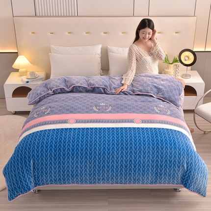 91家纺网 家纺一手货源 找家纺 （总）静缘分 2025新款230克特厚牛奶绒金貂绒床裙款保暖单品被套 