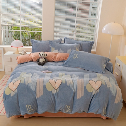 91家纺网 家纺一手货源 找家纺 （总）富馨莱 2024新款印花230克牛奶绒全消光四件套